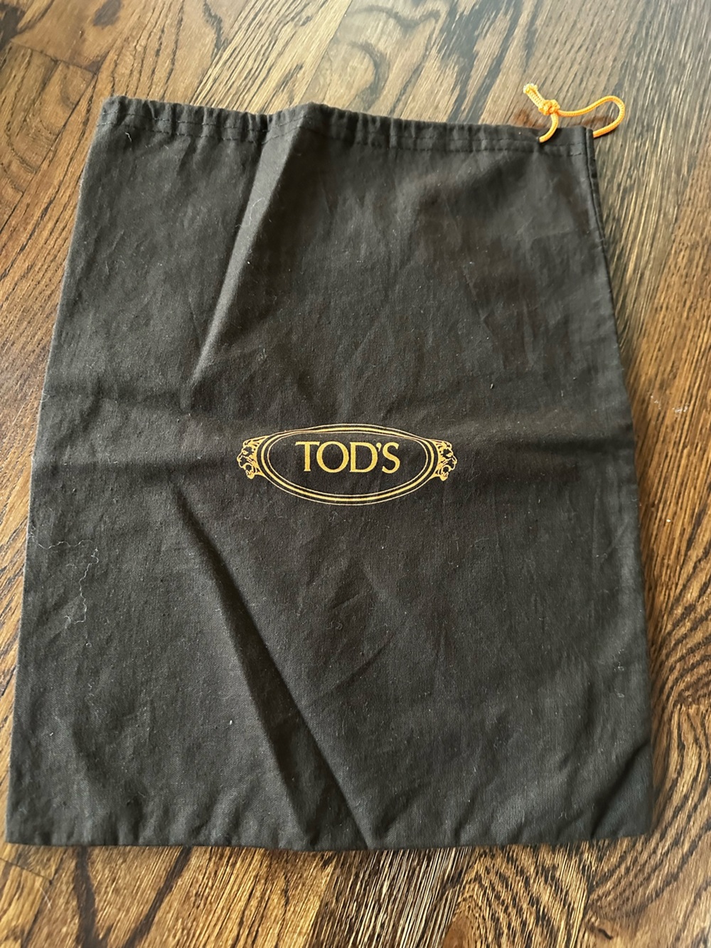 Tod's Brown Fabric Dust Pouch with Orange Logo Emblem